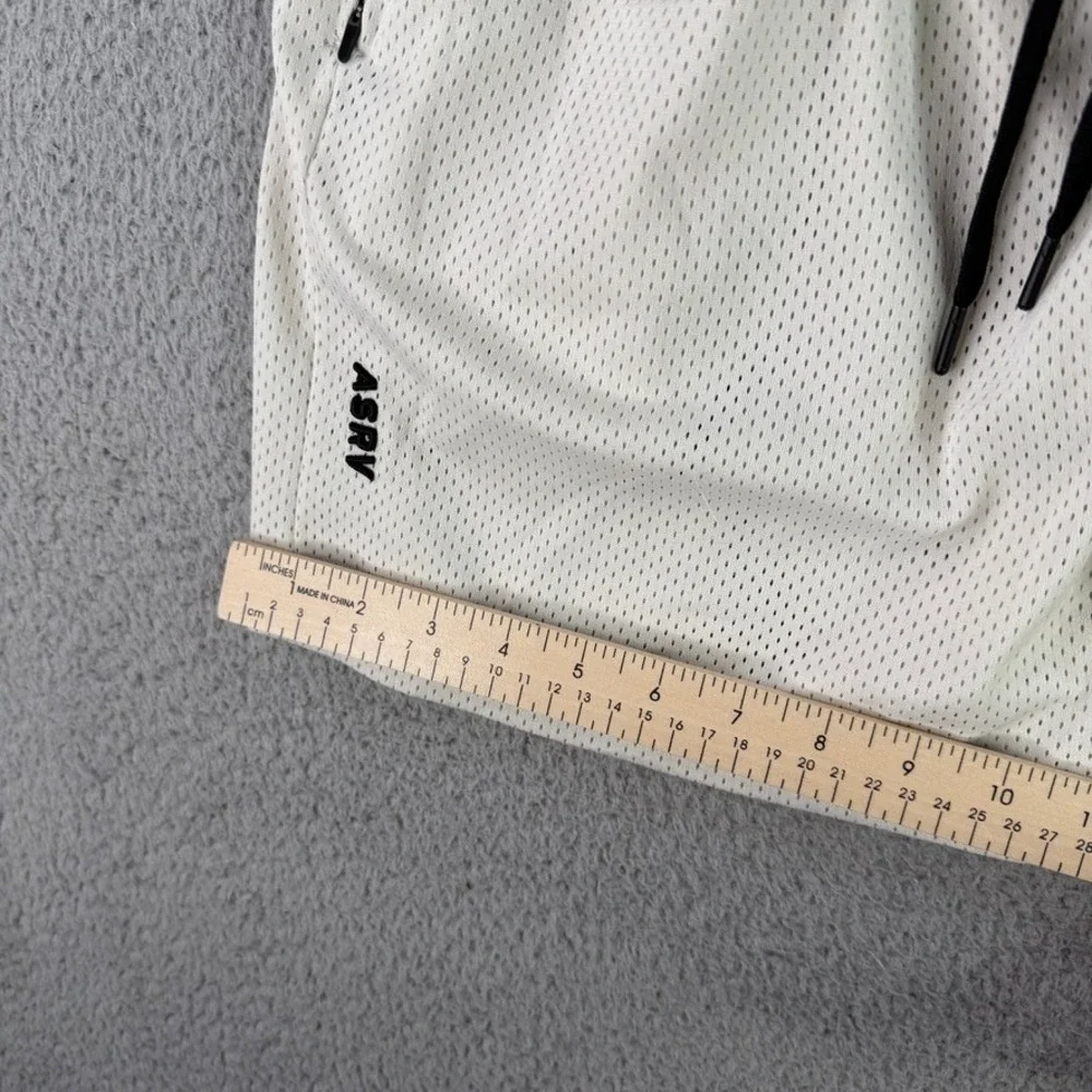 ASRV‎ Shorts Mens Medium Bone White SilverLite Mesh Zipper Gym Training